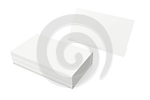 Stack of blank business card on white background. 3d rendering