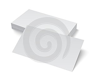 Stack of blank business card on white background