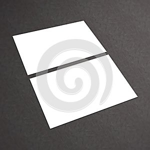 Stack of blank business card on white textured background