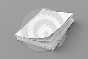 Stack of blank magazines mockup on gray background