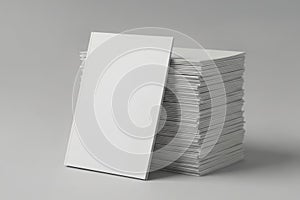 Stack of blank magazines mockup on gray background