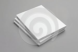 Stack of blank magazines mockup on gray surface