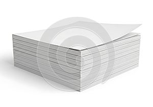 Stack of blank paper sheets isolated on white background