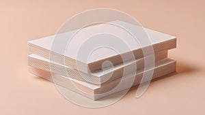 Stack of Blank Paper Sheets on Pastel Background
