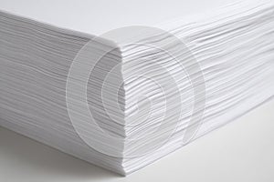 A stack of blank sheets of paper close-up.