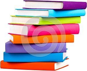 Stack of blank textbooks - isolated image