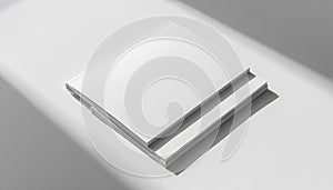 Stack of Blank White Books with Natural Light Shadows