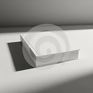 A stack of blank white business cards casting a shadow on a clean surface isolated on white background
