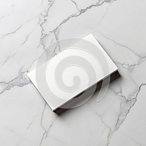 Stack of Blank White Business Cards on Marble Background