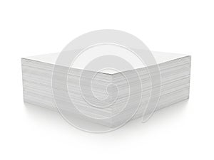 Stack of blank white cards isolated on white background