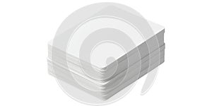 Stack of blank white cards isolated on transparent background
