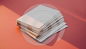 Stack of Blank White Cards on Textured Red Surface