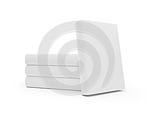 Stack of blank white hardcover books template mock-up on white background