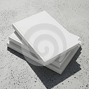 Stack of blank white paper on concrete surface
