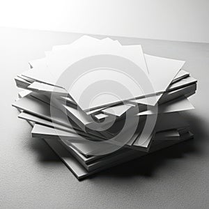 Stack of blank white paper in dramatic lighting