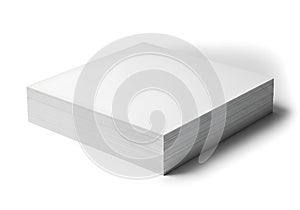 Stack of blank white paper isolated on white background