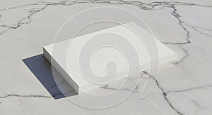 Stack of Blank White Paper on Marble Surface Mockup for Presentation