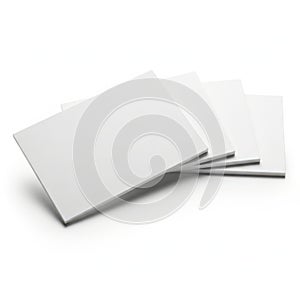 A stack of blank white paper sheets on a white background