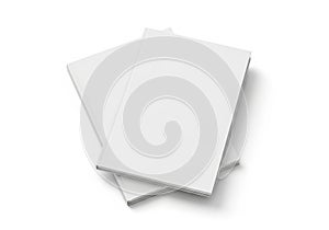 Stack of blank white paper sheets on a white background