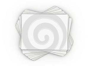 Stack of blank white paper sheets on white background
