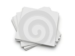 Stack of blank white paper sheets on a clean surface