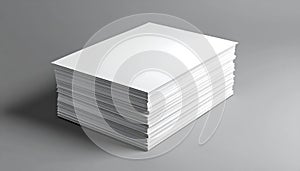 Stack of Blank White Paper Sheets on Gray Background