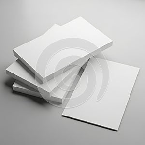 Stack of blank white paper sheets on gray background