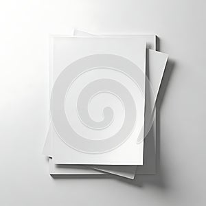 A stack of blank white paper sheets on a light gray background