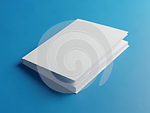 Stack of white paper on blue background