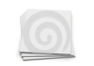 Stack of blank white paper sheets on a plain white background