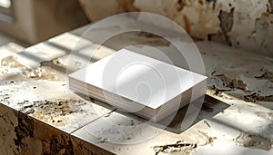 Stack of Blank White Paper on a Weathered Surface