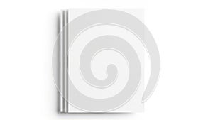 A stack of blank white papers on a white background with a shadow effect