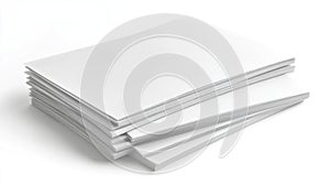 Stack of blank white papers isolated on white background