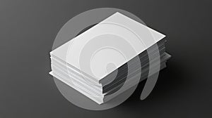 Stack of Blank White Business Cards on Dark Gray Surface, Close Up