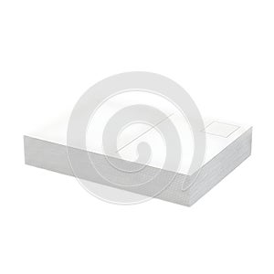 Stack of blank white postcards mockup for message design illustration