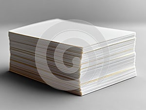 Stack of Blank White Business Cards on Grey Background