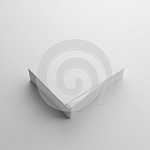 A stack of blank, white sheets of paper is neatly arranged on a smooth, white surface
