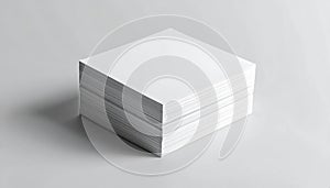 Stack of Blank White Square Cards on Gray Background