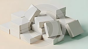 Stack of Blank White Square Packaging Boxes
