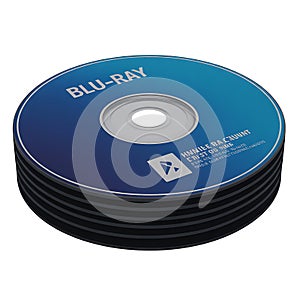 Stack of Blu-ray Discs Isolated on White Background