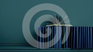 The stack of blue books.AI generated image