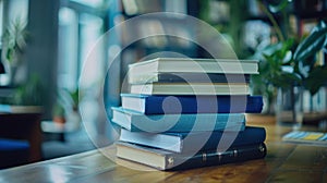 Stack of Blue Books.AI generated image