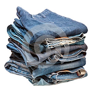 Stack of blue denim clothes