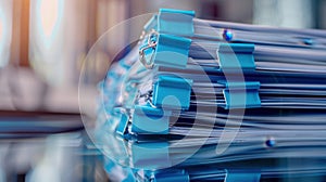 The stack of blue files.AI generated image