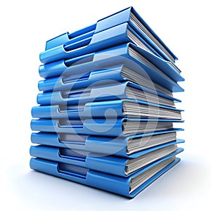 Stack of Blue Files Digital Data Storage Organization