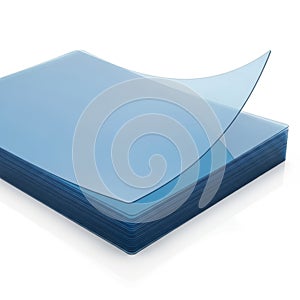 Stack of blue papers isolated on white background