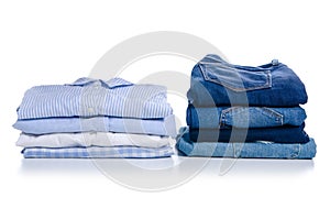 Stack blue shirt and jeans