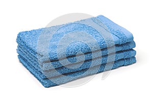 Stack of blue soft terry towels