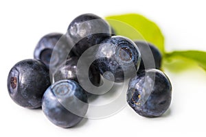 Stack of blueberries isolated on white with clipping path