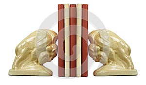 A stack of book between bookends